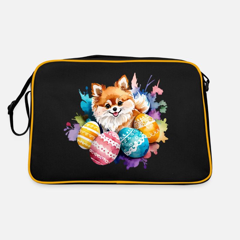 Zwergspitz Pomeranian Ostern Wasserfarben Retro Tasche