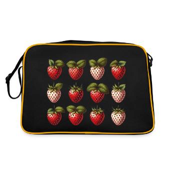 Erdbeer Retro T-Shirt – Vintage Frucht Design - Retro Tasche - Schwarz/Gold - Hinten