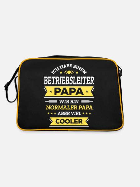 BETRIEBSLEITERPAPA GEBURTSTAG WEIHNACHTEN VATERTAG - Retro Tasche - Schwarz/Gold - Hinten