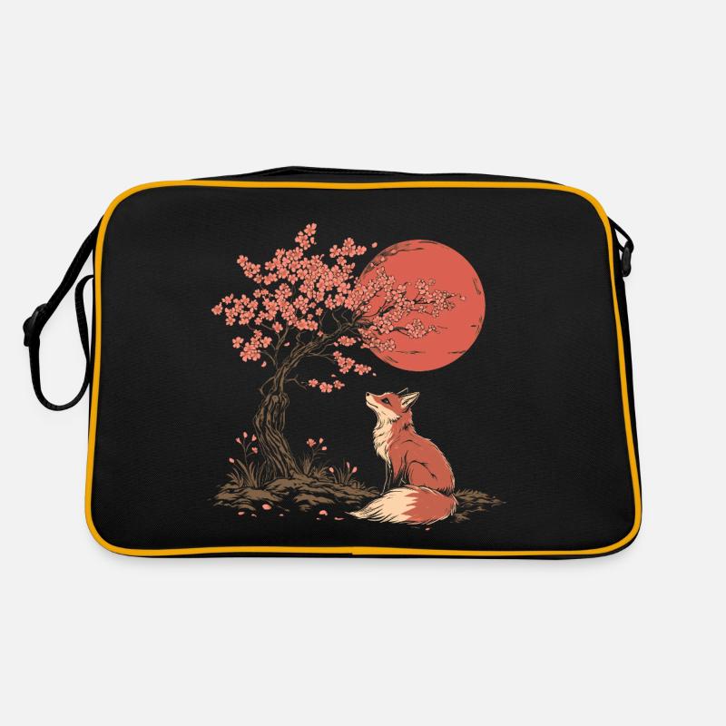 Fuchs Sakura Baum Kirchblüte Japan Retro Tasche