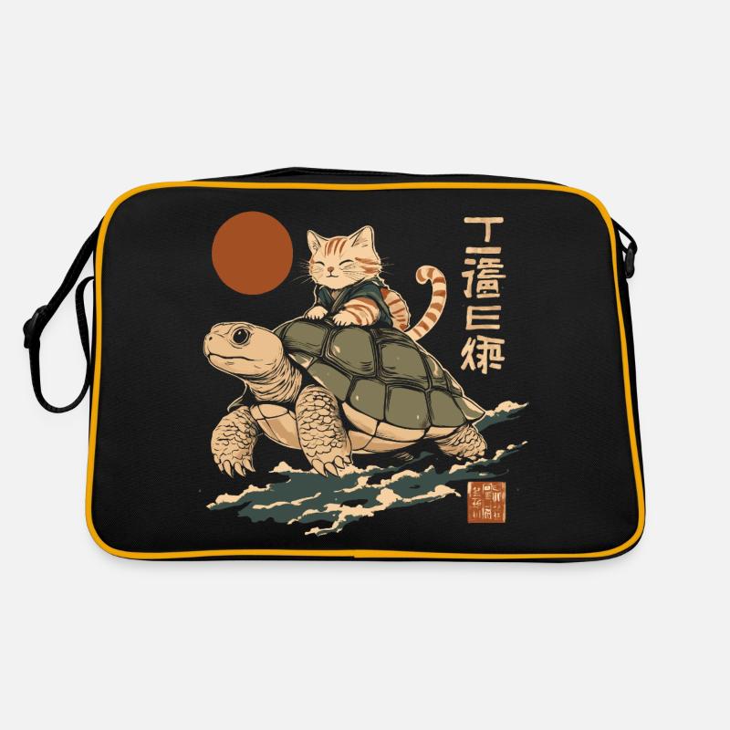 Cat Riding Turtle Japan Style Retro Bag