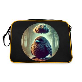 Traurige Krähe im Regen - Retro Tasche - Schwarz/Gold - Hinten