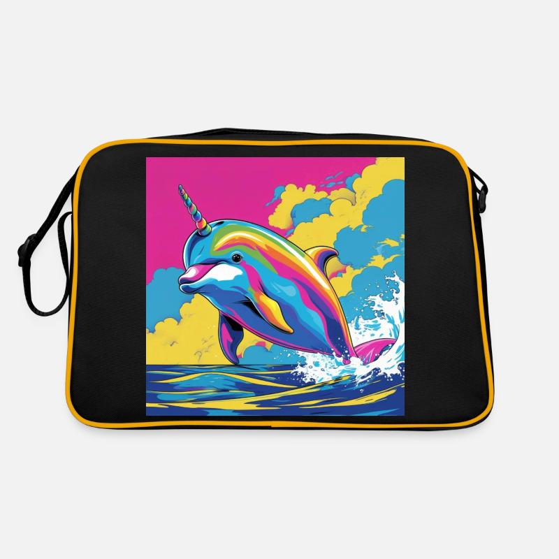 Pop Art Regenbogen Einhorn Delfin Retro Tasche