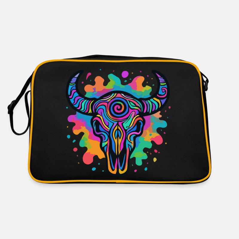Crâne de taureau coloré Sac Retro