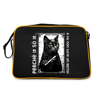 Ich weiß, dass du und ich keine Katze sind! - Retro Tasche - Schwarz/Gold - Hinten
