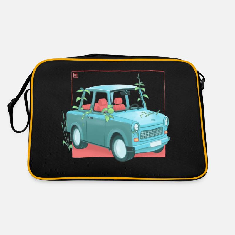 Trabi mit Pflanzen - Retro Tasche - Schwarz/Gold