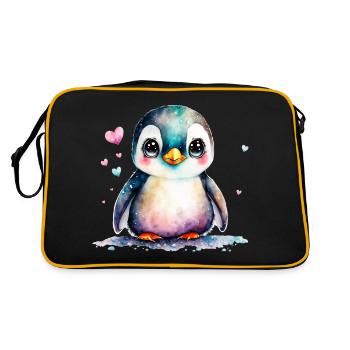 Un petit mignon bébé pingouin oiseau pingouins - Sac Retro - noir/or - Dos