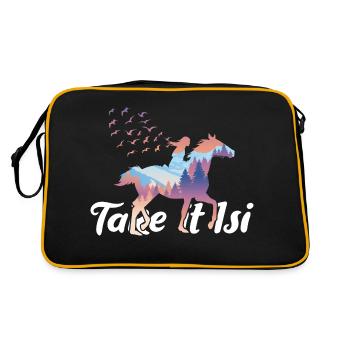 take it isi isländer Spruch - Retro Tasche - Schwarz/Gold - Hinten