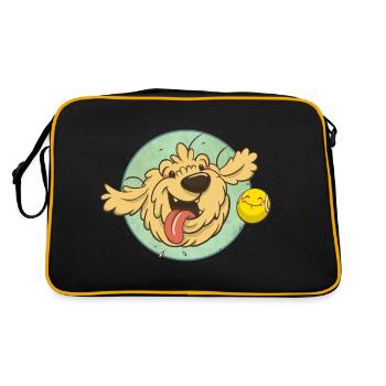 cockapoo Thor mit Tennisball - Retro Tasche - Schwarz/Gold - Hinten