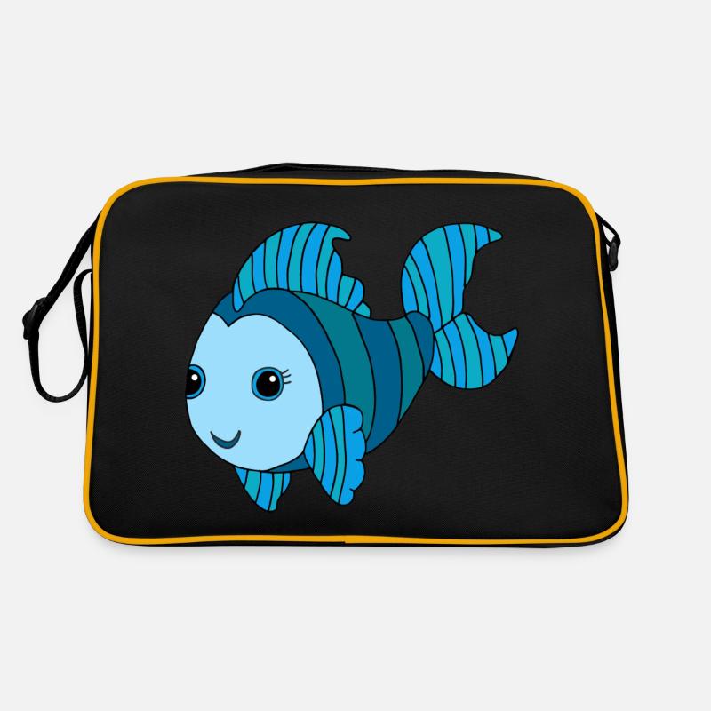 Bunter Fisch - Retro Tasche - Schwarz/Gold