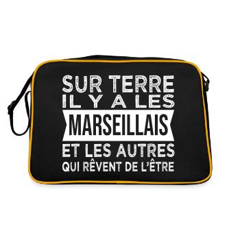 sur terre il y a les Marseillais Humour Marseille - Sac Retro - noir/or - Dos