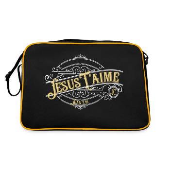 Jesus liebt dich - Retro Tasche - Schwarz/Gold - Hinten
