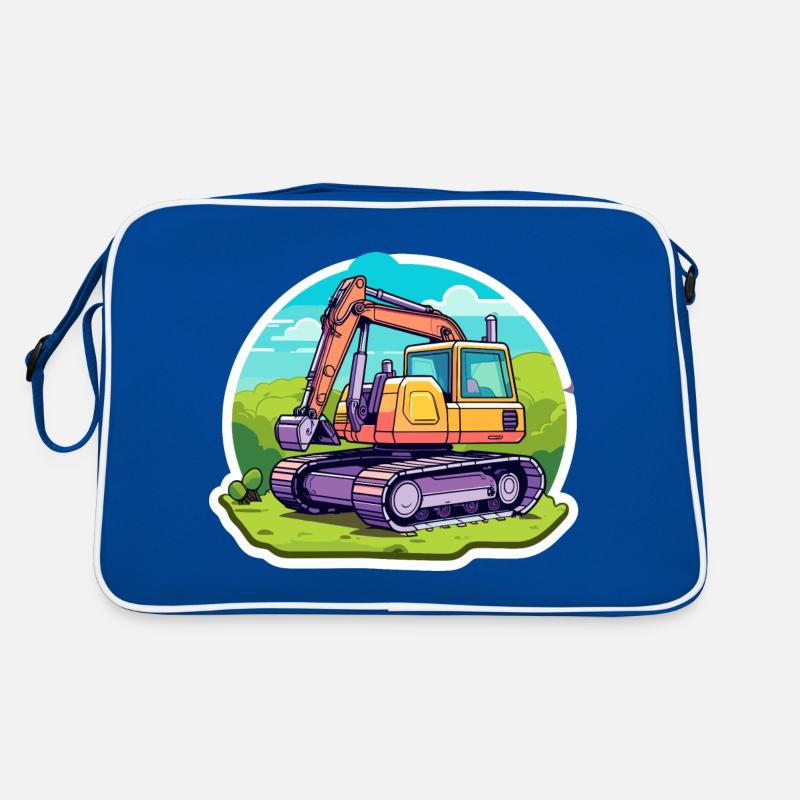 Excavator Construction Site Drawing Retro Bag