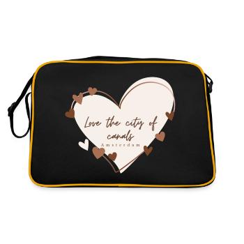 Ich liebe mit Herz Amsterdam - Retro Tasche - Schwarz/Gold - Hinten