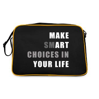Make Smart Choices In Your Life Sprüche Spruch Ges - Retro Tasche - Schwarz/Gold - Hinten