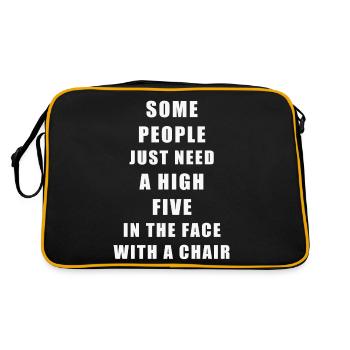 Haut cinq dans les énonciations de visage disant le cadeau - Sac Retro - noir/or - Dos