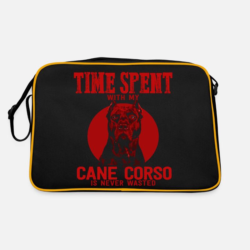 Cane Corso Hund Hündchen Hunderasse Geschenk Idee - Retro Tasche - Schwarz/Gold