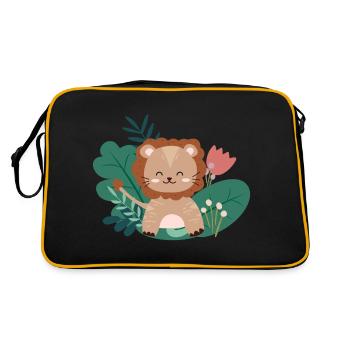 Löwe im Dschungel | Safaritour Boho-Style - Retro Tasche - Schwarz/Gold - Hinten