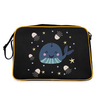 Baleine aux méduses | Monde sous-marin moderne et bohème - Sac Retro - noir/or - Dos