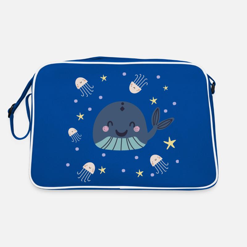 Whale with jellyfish | Underwater world Modern and Boho Retro Bag