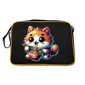 Chat Ramen Kawaii Anime - Sac Retro - noir/or - Dos