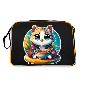 Chat Ramen Kawaii Anime - Sac Retro - noir/or - Dos