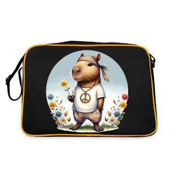 Capybara Hippie Peace - Retro Bag - black/gold - Back