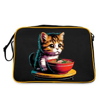 Chat Ramen Kawaii Anime - Sac Retro - noir/or - Dos