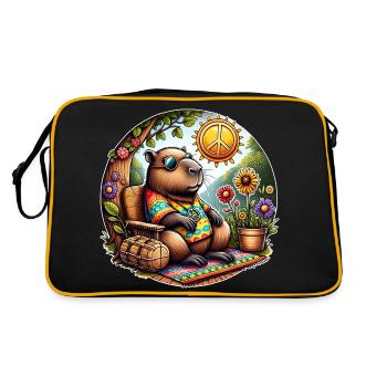 Capybara Hippie Peace - Retro Bag - black/gold - Back