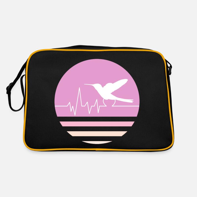 Colibri rose pastel - Sac Retro - noir/or