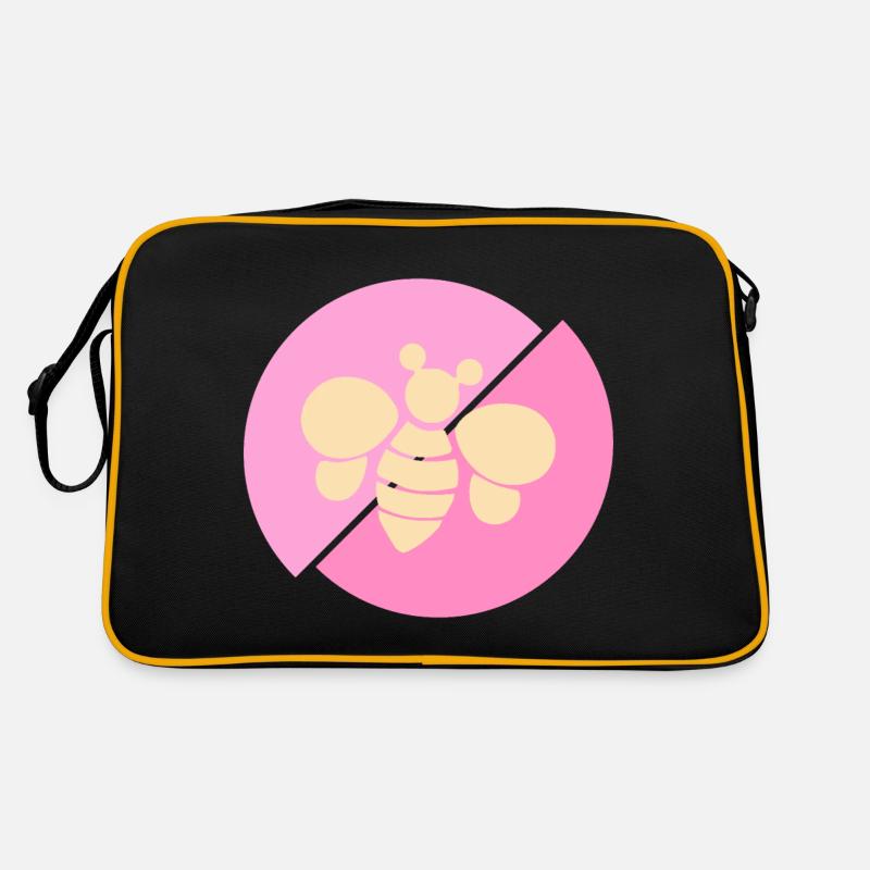 Abeille contrastée rose pastel - Sac Retro - noir/or