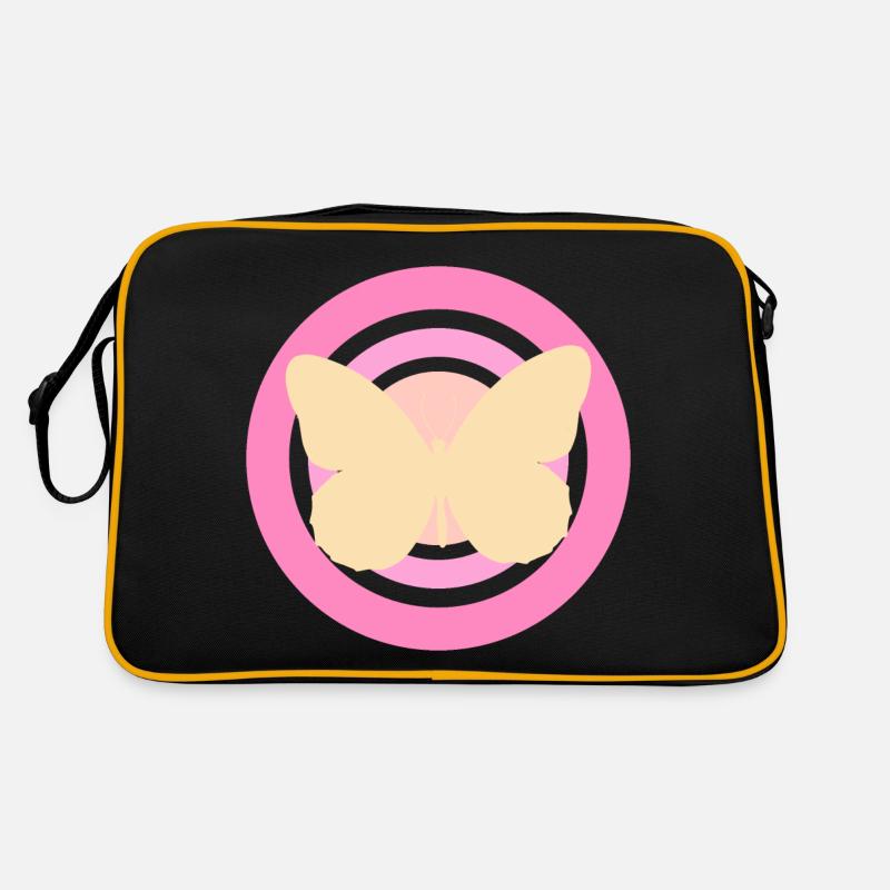 Papillon rose jaune Sac Retro