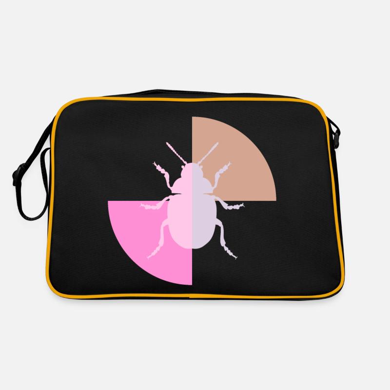 Duo Pastellgrau Rosa - Retro Tasche - Schwarz/Gold