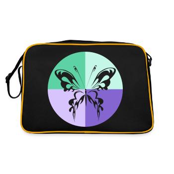 Butterfly Quartet Green Purple - Retro Bag - black/gold - Back