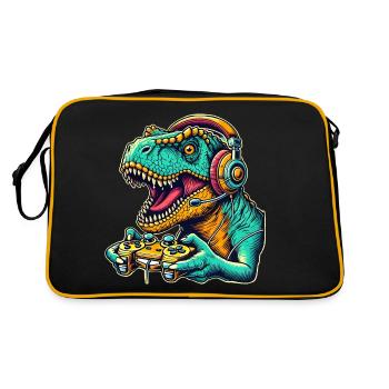 T Rex Dinosaur Gaming - Sac Retro - noir/or - Dos