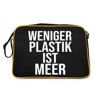 WENIGER PLASTIK IST MEER - Retro Tasche - Schwarz/Gold - Hinten