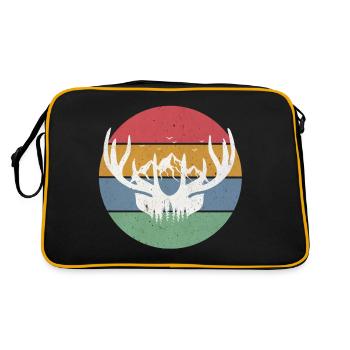Geweih Berge Natur - Retro Tasche - Schwarz/Gold - Hinten