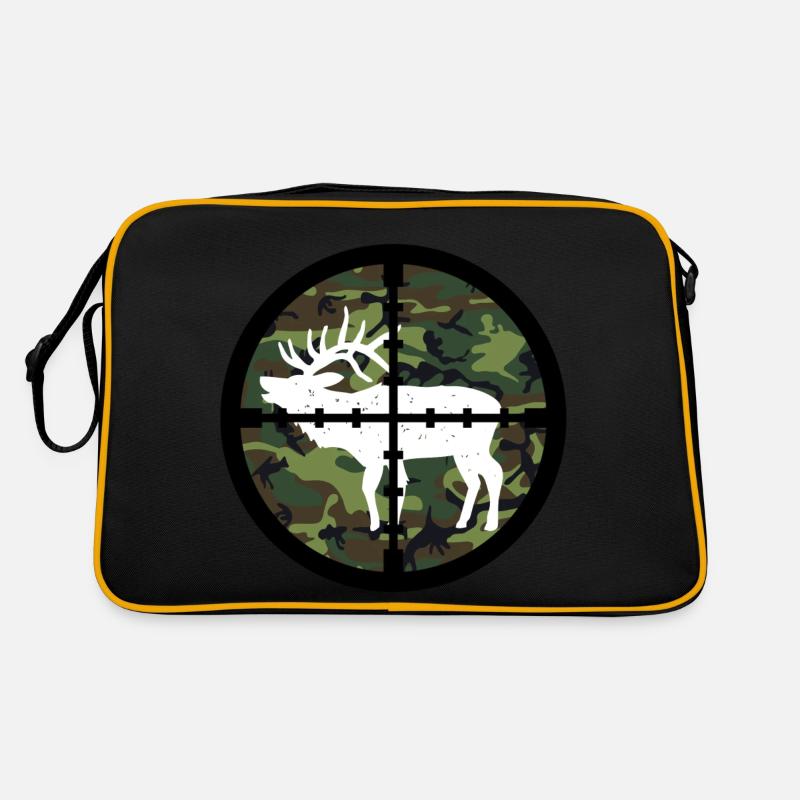 Jäger Jagen Elch - Retro Tasche - Schwarz/Gold