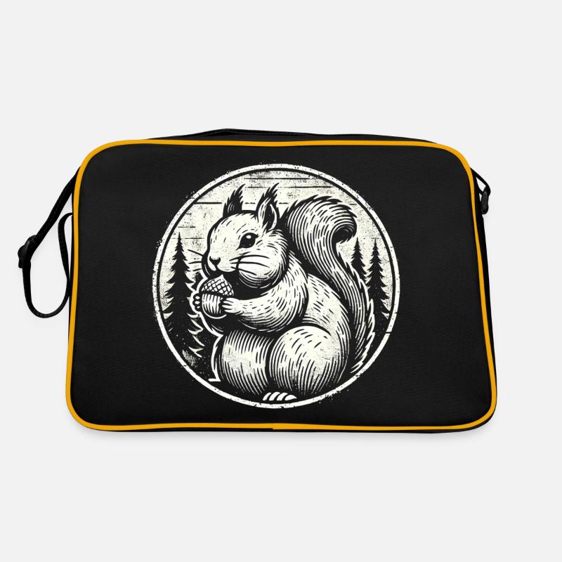 Eichhörnchen - Retro Tasche - Schwarz/Gold