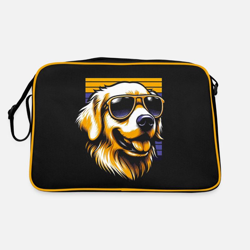 Golden Retriever - Retro Tasche - Schwarz/Gold