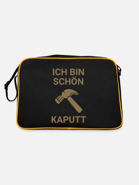 Ich bin schön kaputt - Retro Tasche - Schwarz/Gold - Hinten