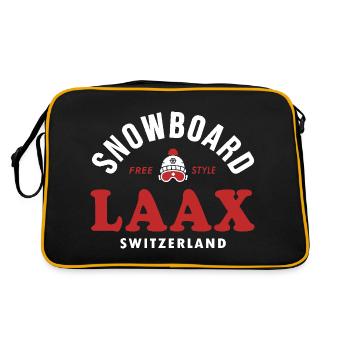 Laax Souvenir Ski- und Snowboard Resort Schweiz Alpen - Retro Tasche - Schwarz/Gold - Hinten