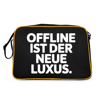 Statement: Offline ist Luxus - Retro Tasche - Schwarz/Gold - Hinten