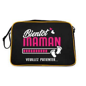 bientôt maman veuillez patienter - Sac Retro - noir/or - Dos