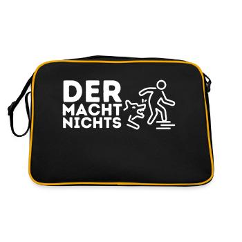 Lustiges Hunde-Design | Bissiger Hund Geschenkidee - Retro Tasche - Schwarz/Gold - Hinten