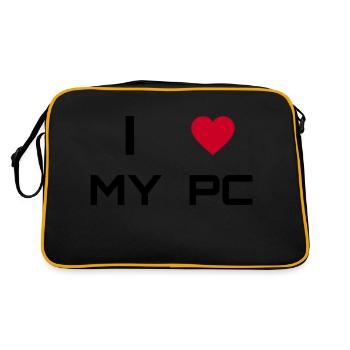 J’adore mon PC - Sac Retro - noir/or - Dos