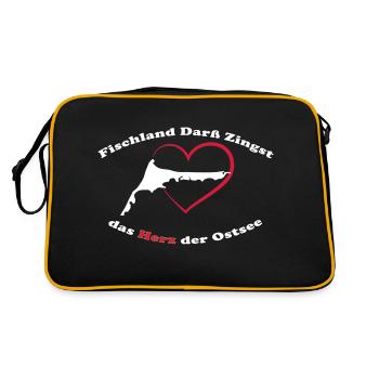 Herz der Ostsee - Retro Tasche - Schwarz/Gold - Hinten