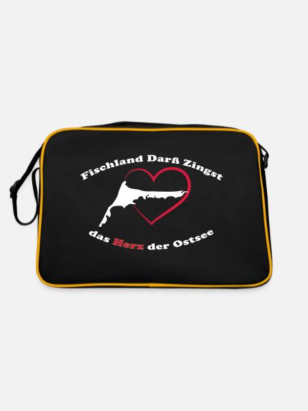 Herz der Ostsee - Retro Tasche - Schwarz/Gold - Hinten