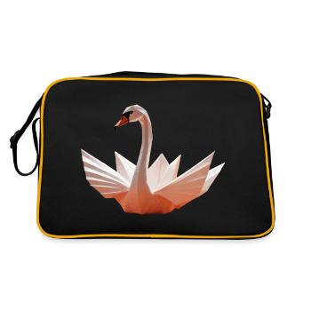 Schwan Origami - Retro Tasche - Schwarz/Gold - Hinten