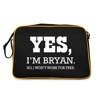 Bryan Yes I'm t shirt Bryan for man - Sac Retro - noir/or - Dos